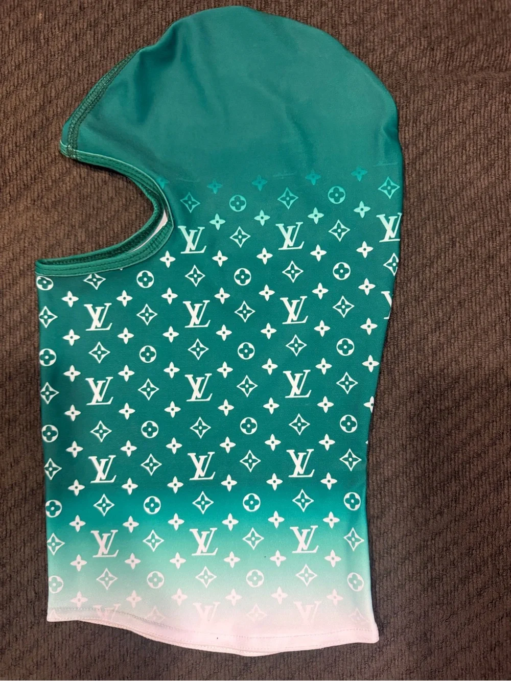 Brand New Mens Green Gradient Monogram Balaclava Face Mask